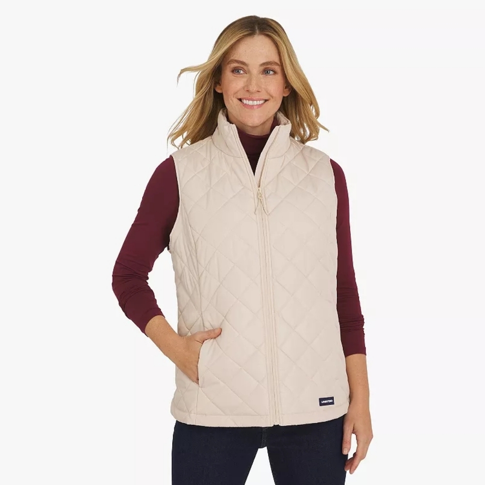NWT Land's End Quilted Cream Lightweight Vest 2X